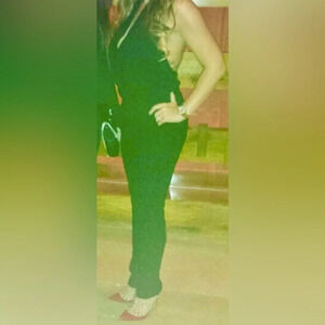 Caribbean Queen Sexy Backless Halter Tuxedo Jumpsuit Black Size Small